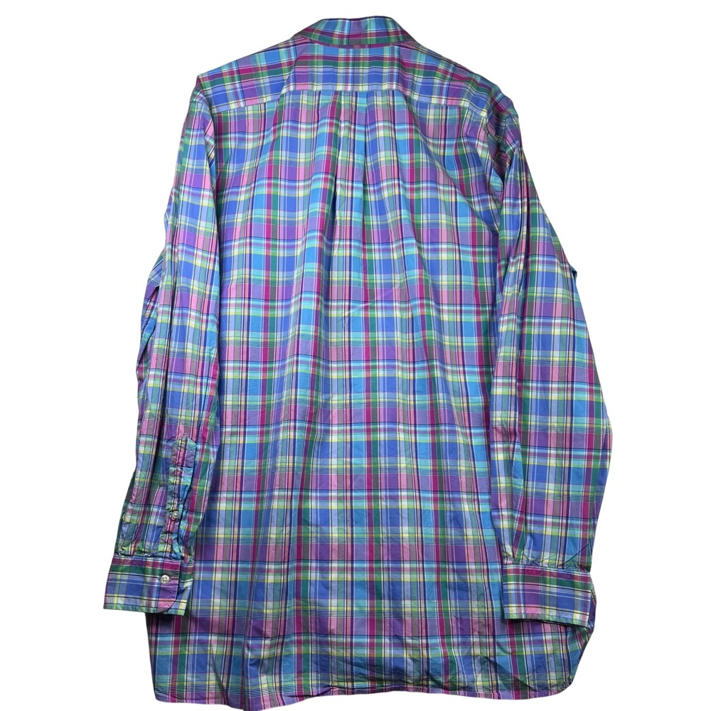Polo Ralph Lauren Button Down Shirt Plaid Madras Tall Long Sleeve XLT Pocket - Picture 4 of 7